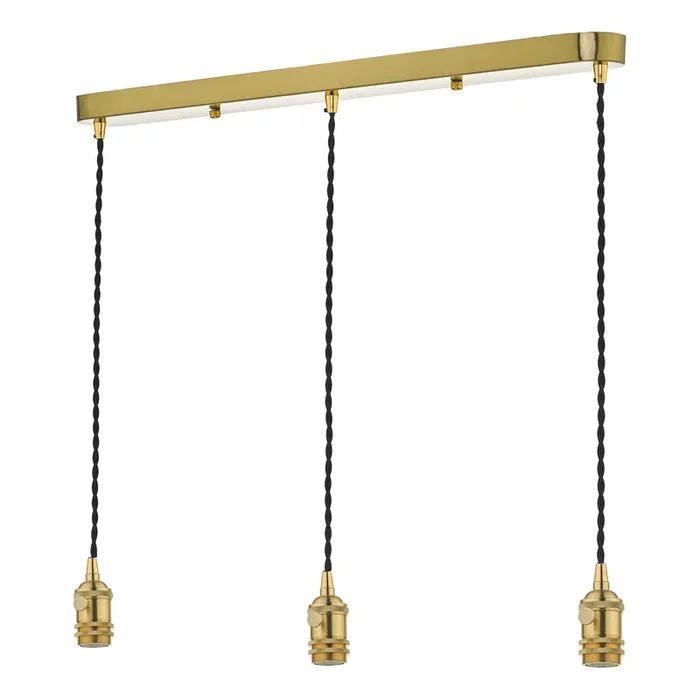 Dar Lighting 3 Light Bar Suspension Brass With Black Cable • SPB3640