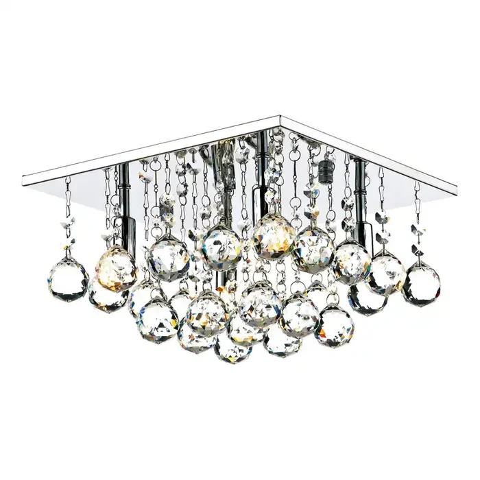 Dar Lighting Abacus 4 Light Flush Polished Chrome Crystal • ABA5250