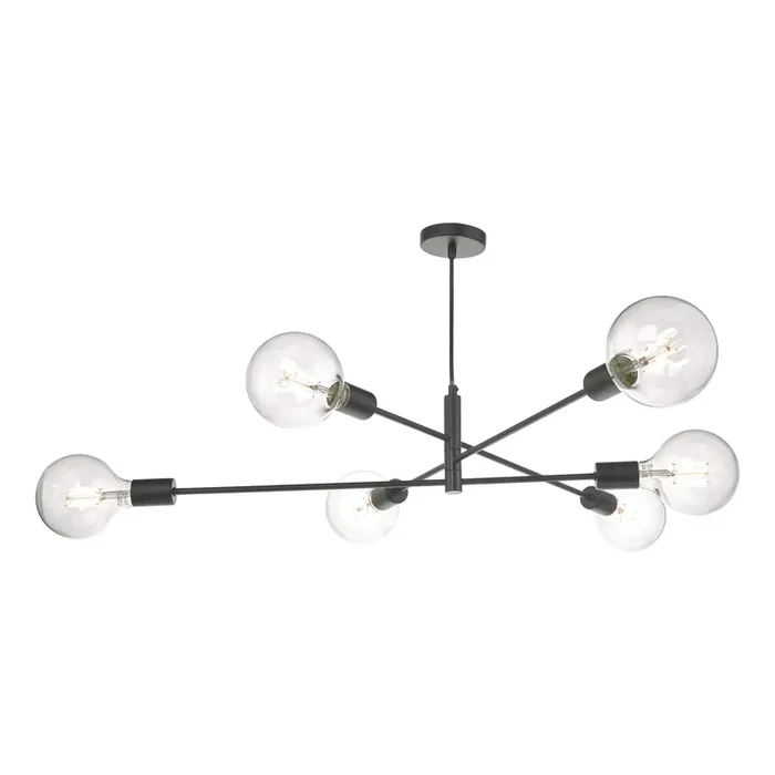 Dar Lighting Alana 6 Light Pendant Black • ALA0622