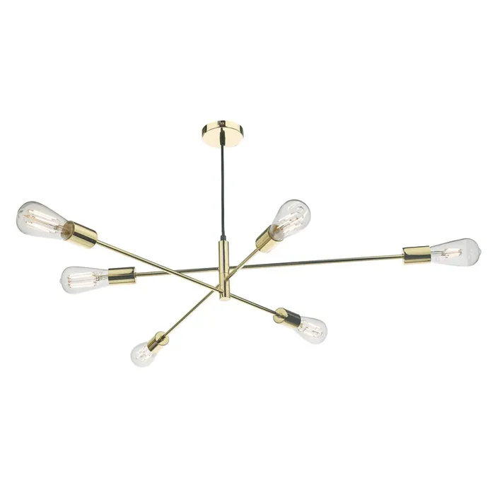 Dar Lighting Alana 6 Light Pendant Polished Gold • ALA0635