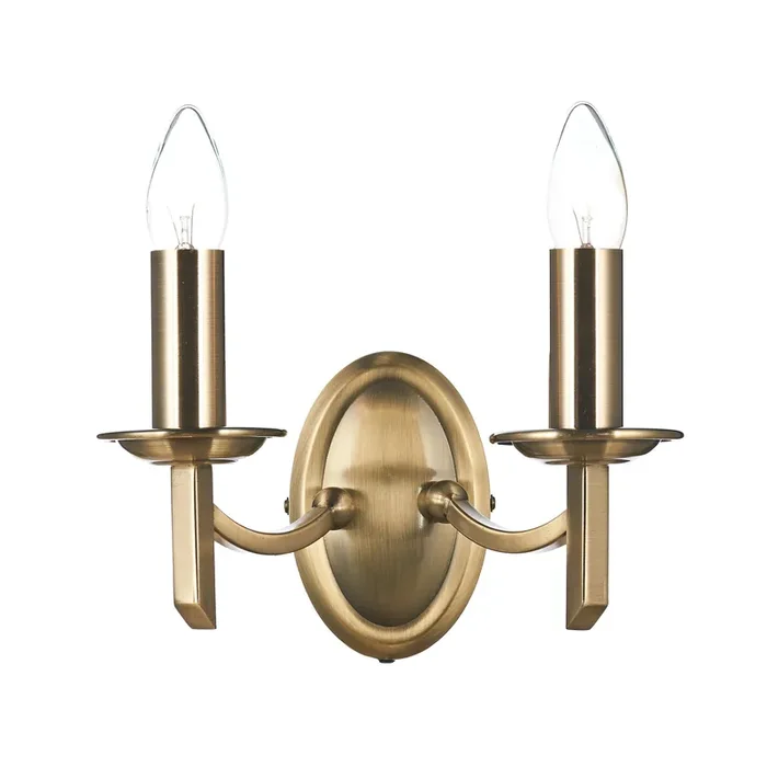 Dar Lighting Ambassador Double Wall Bracket Antique Brass • AMB0975