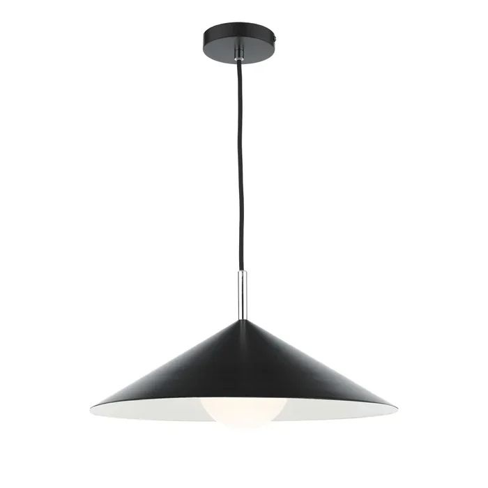 Dar Lighting Apex 1 Light Single Pendant Matt Black Polished Chrome • APE0122