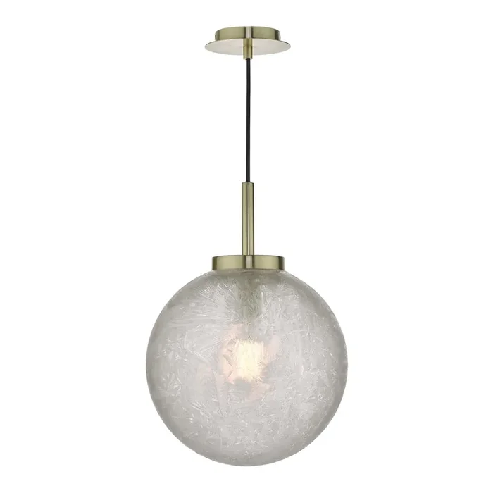 Dar Lighting Avari 1 Light Pendant Satin Brass And Clear Frosted Glass • AVA0141
