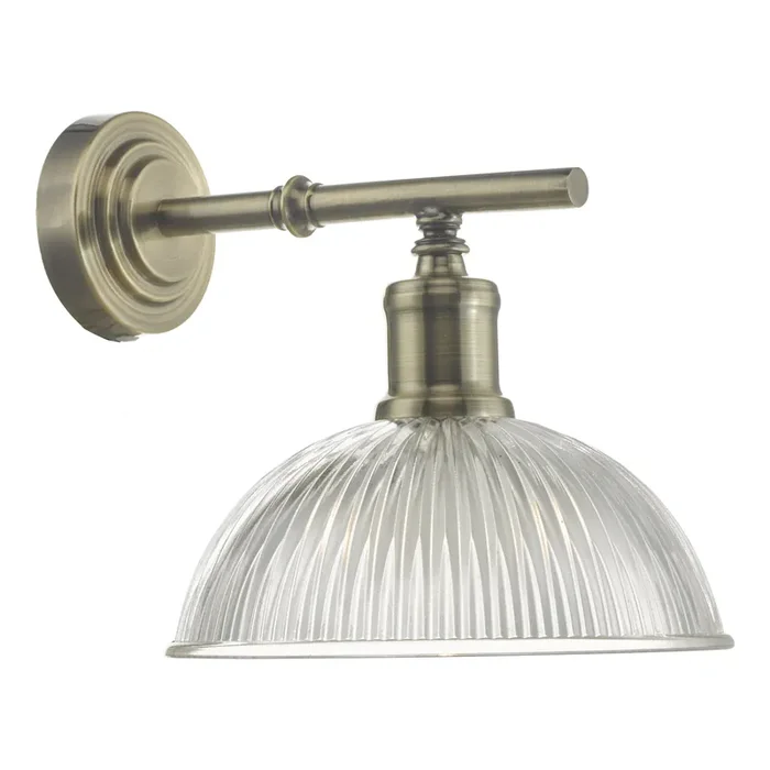 Dar Lighting Dara Wall Light Antique Brass & Glass • DAR0775