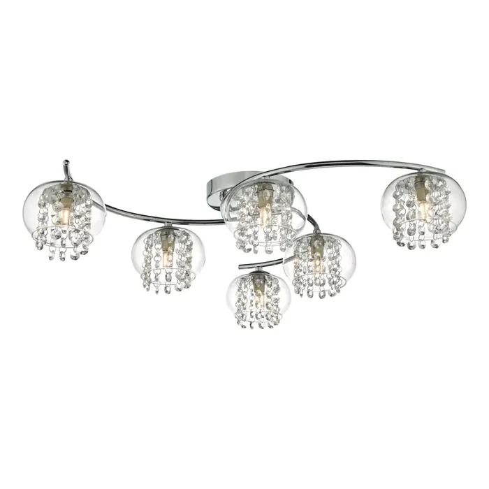 Dar Lighting Elma 6lt Semi Flush Polished Chrome & Crystal • ELM6450