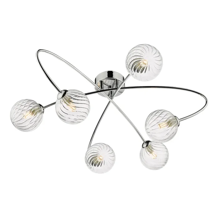 Dar Lighting Etta 6 Light Semi Flush Polished Chrome Clear Glass • ETT6450