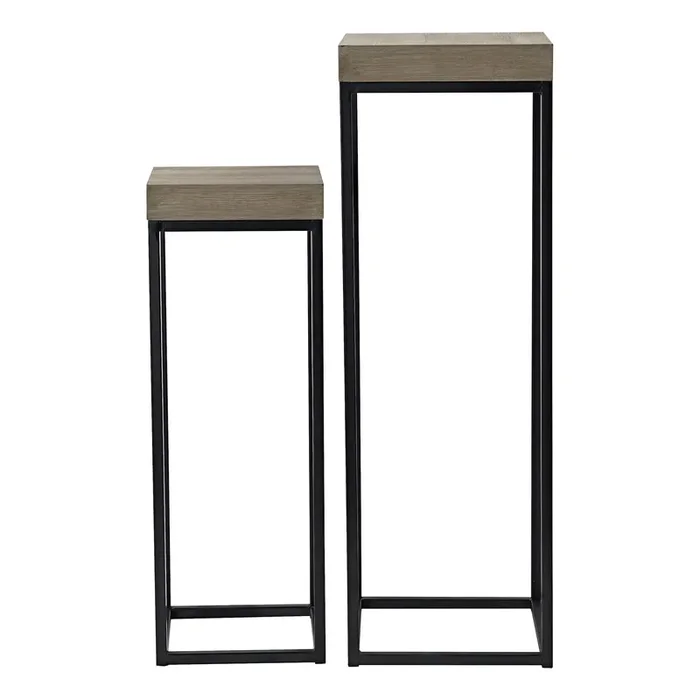 Dar Lighting Fabio Nest of 2 Plant Stand Oak Style Effect • 001FAB001