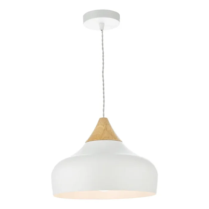 Dar Lighting Gaucho 1 Light Pendant White • GAU0102