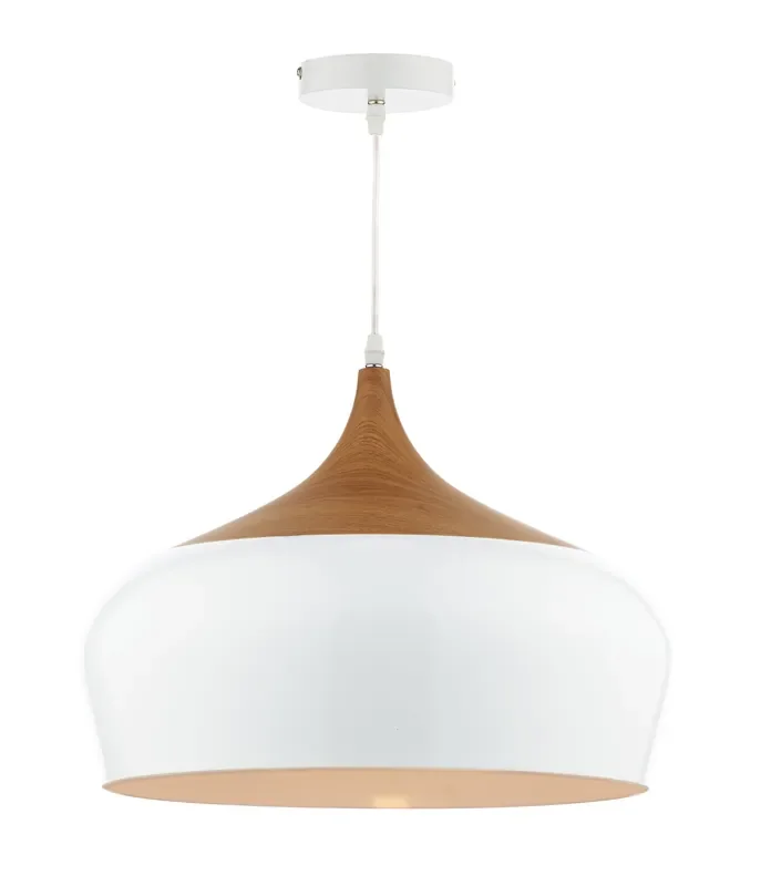 Dar Lighting Gaucho 1 Light Pendant White Large • GAU8602