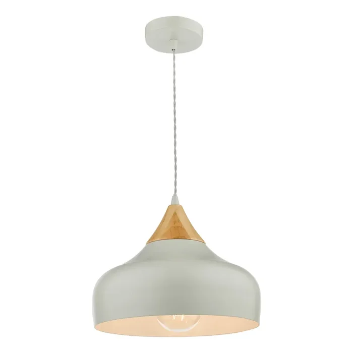 Dar Lighting Gaucho 1 Light Single Pendant Grey And Wood • GAU0139