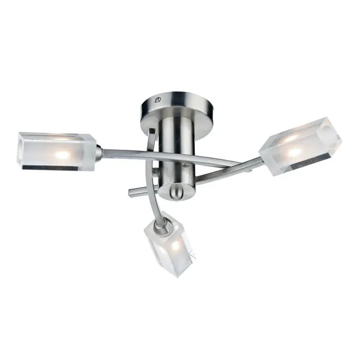 Dar Lighting Morgan 3 Light Semi Flush Satin Chrome • MOR0346