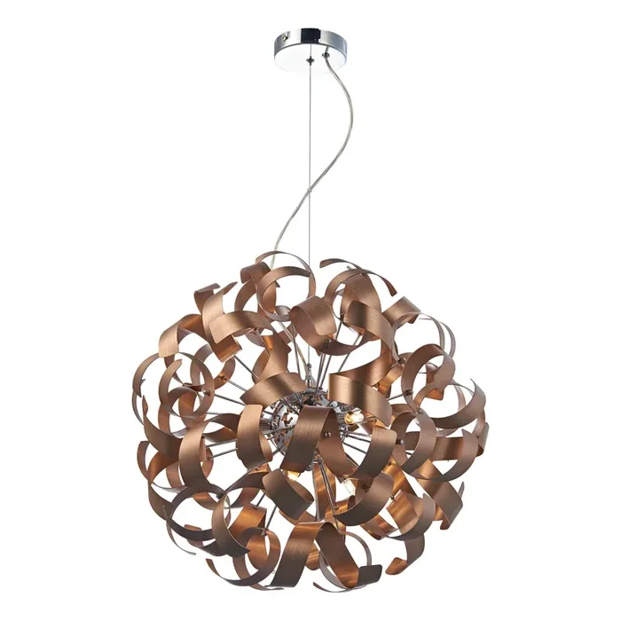 Dar Lighting Rawley 9 Light Ribbon Pendant Brushed Copper • RAW1364