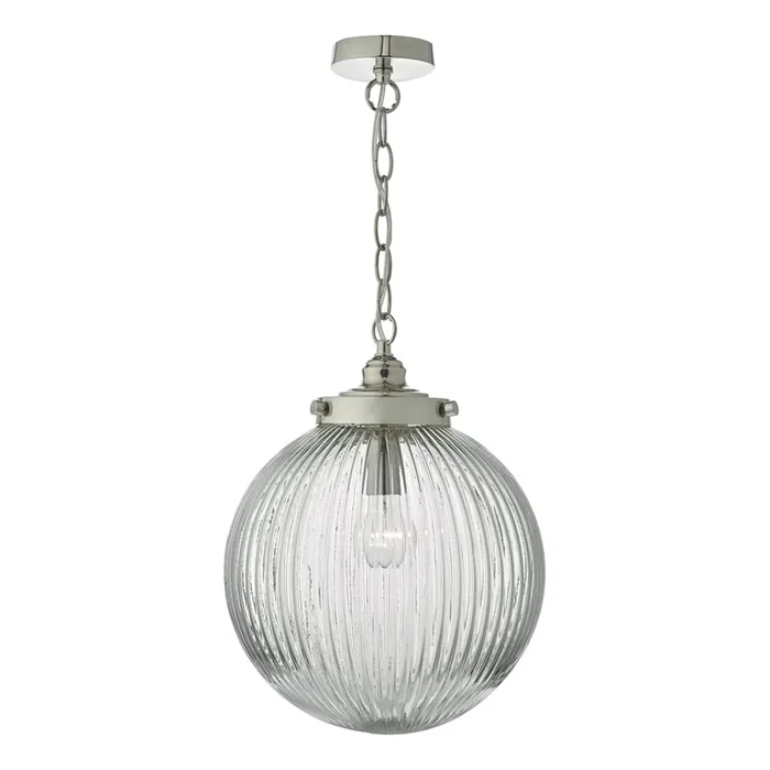 Dar Lighting Tamara Pendant Satin Nickel & Ribbed Glass • TAM0138