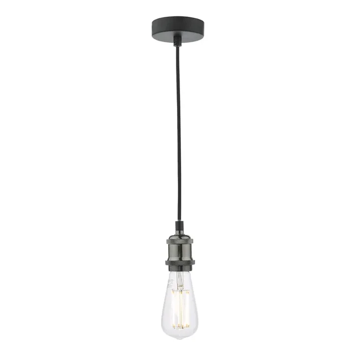 Dar Lighting Waco 1 Light E27 Suspension Black Chrome Matt Black • WAC0161