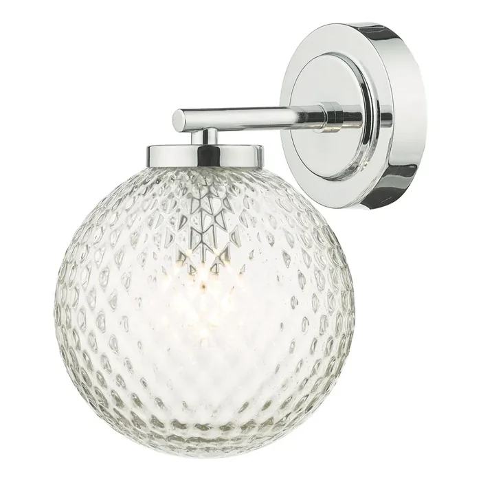 Dar Lighting Wayne Bathroom Wall Light Polished Chrome Glass IP44 • WAY0750