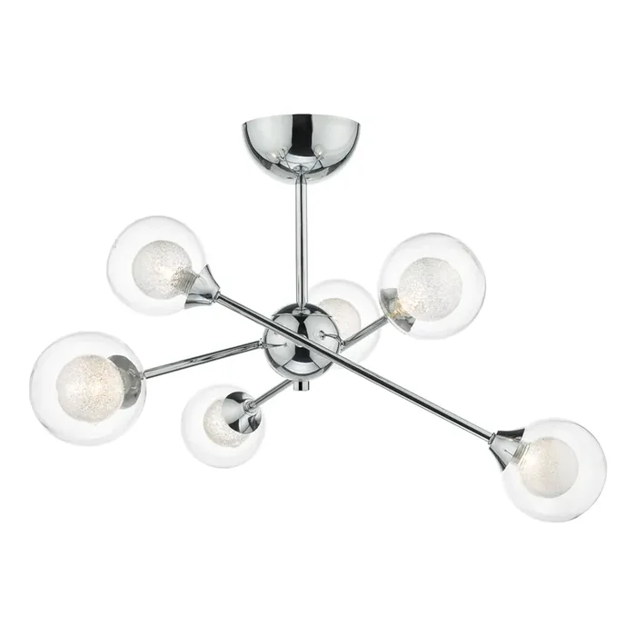 Dar Lighting Zeke 6 Light Semi Flush Polished Chrome • ZEK0650