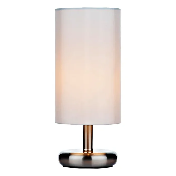 DAR TIC4133 Tico Satin Chrome Modern Touch Table Lamp with Ivory Shade