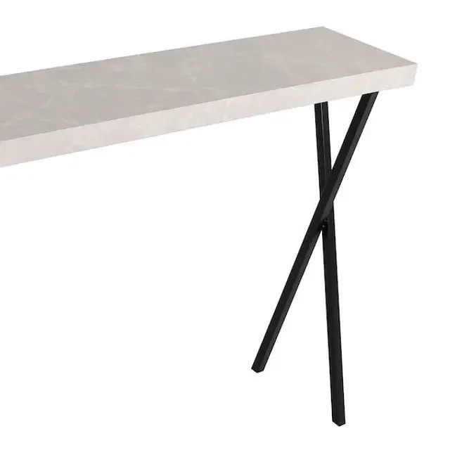 Data Console Table Light Grey Marble Effect