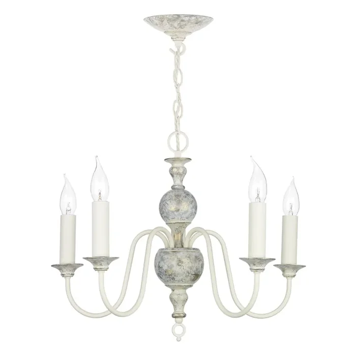 David Hunt Lighting FLE0512 Flemish 5 Light Grey/Gold Ceiling Light