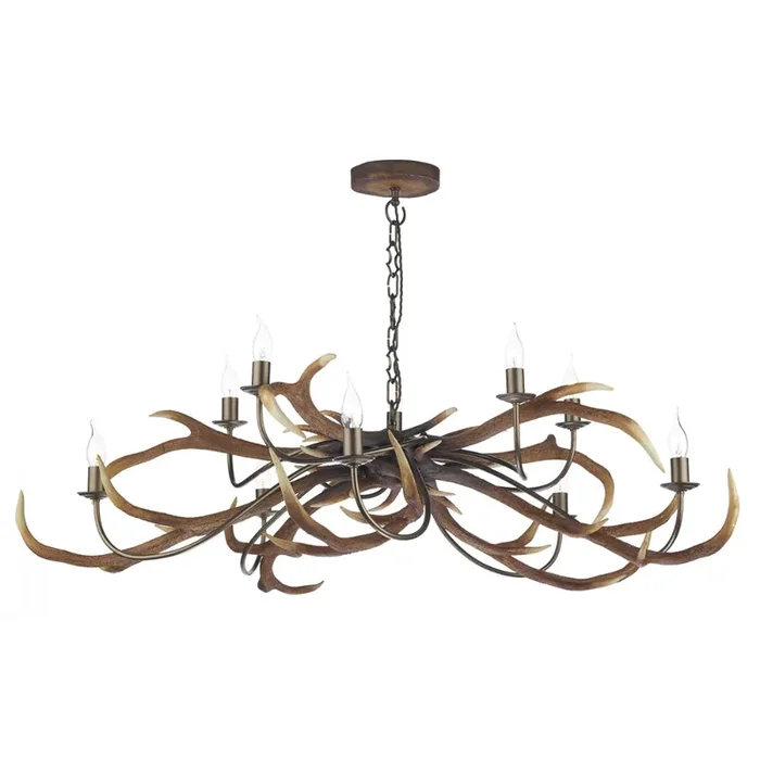David Hunt Lighting STA2329 Stag 10 Light Highland Rustic Pendant Ceiling Light
