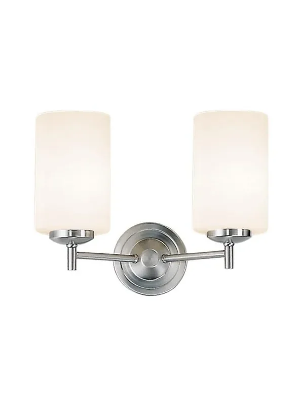 Decima 2 Light Satin Nickel with Opal Cylinder Wall Light