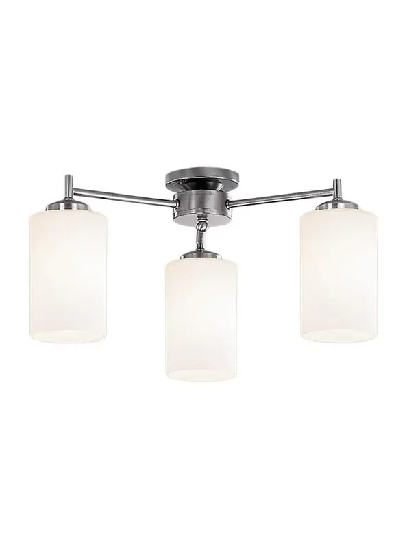 Decima 3 Light Satin Nickel with Opal Downward Cylinder Semi Flush Ceiling Light