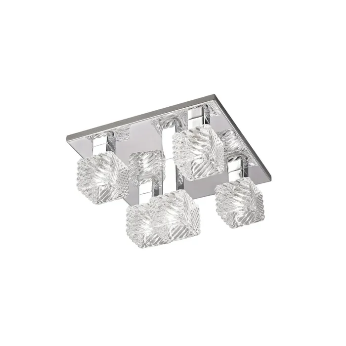 Deco Accor Ceiling Flush 5 Light G9, 230mm Square, Polished Chrome/Clear Glass • D0162