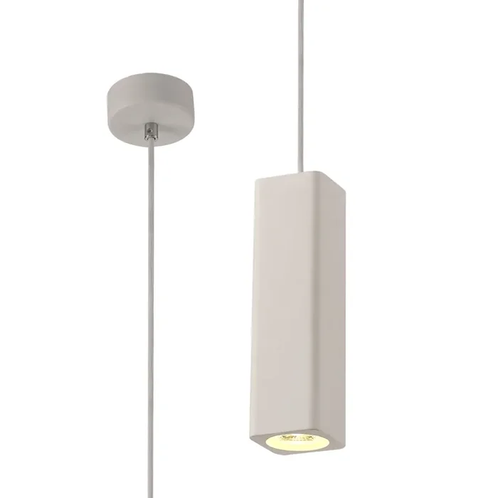 Deco Alina Rectangluar Pendant, 1 x GU10, White Paintable Gypsum • D0501