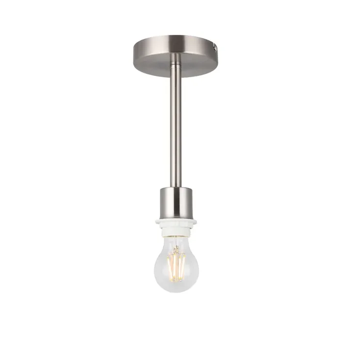 Deco Baymont Satin Nickel 1 Light E27 Universal Semi Ceiling Fixture, Suitable For A Vast Selection Of Shades • D0332