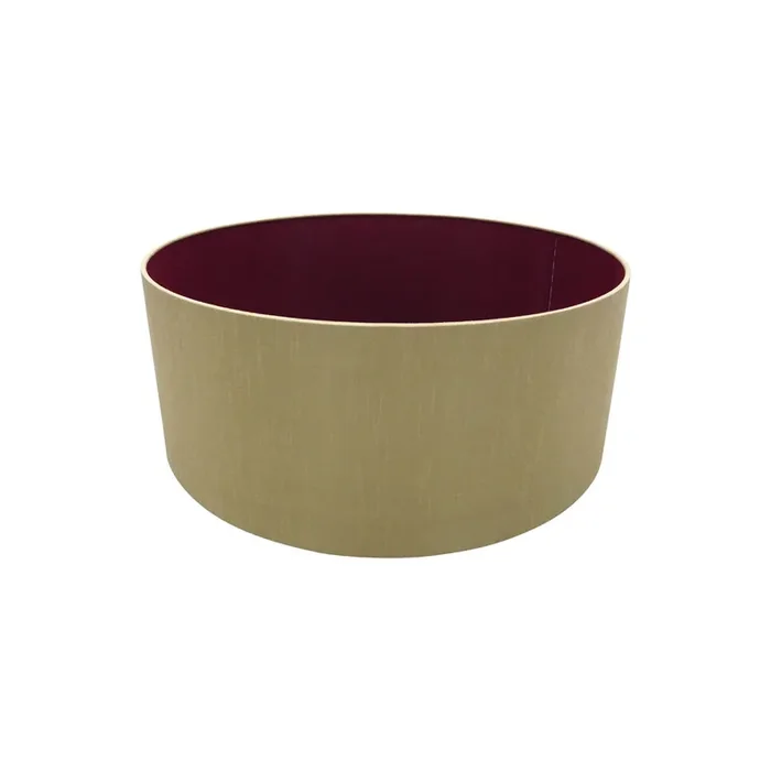 Deco Sigma Round Cylinder, 500 x 200mm Dual Faux Silk Fabric Shade, Antique Gold/Ruby • D0295