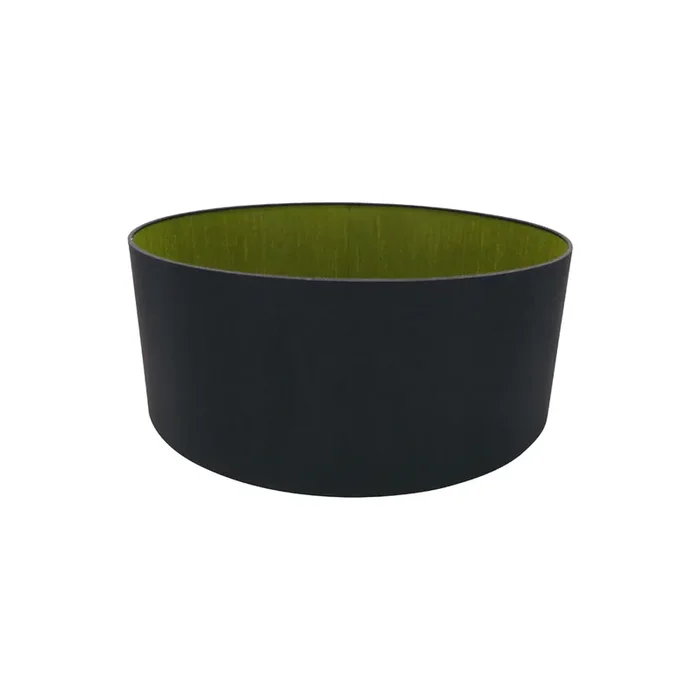 Deco Sigma Round Cylinder, 500 x 200mm Dual Faux Silk Fabric Shade, Midnight Black/Green Olive • D0291