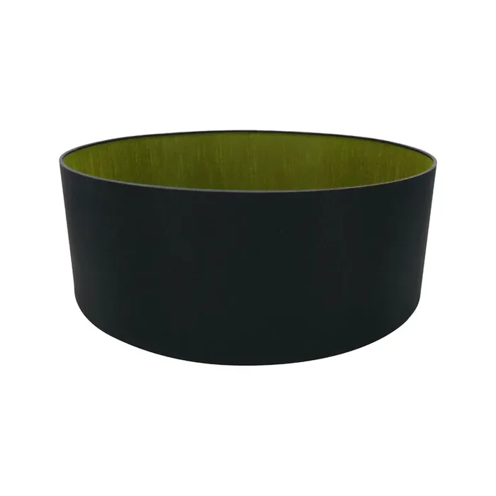 Deco Sigma Round Cylinder, 600 x 220mm Dual Faux Silk Fabric Shade, Midnight Black/Green Olive • D0292