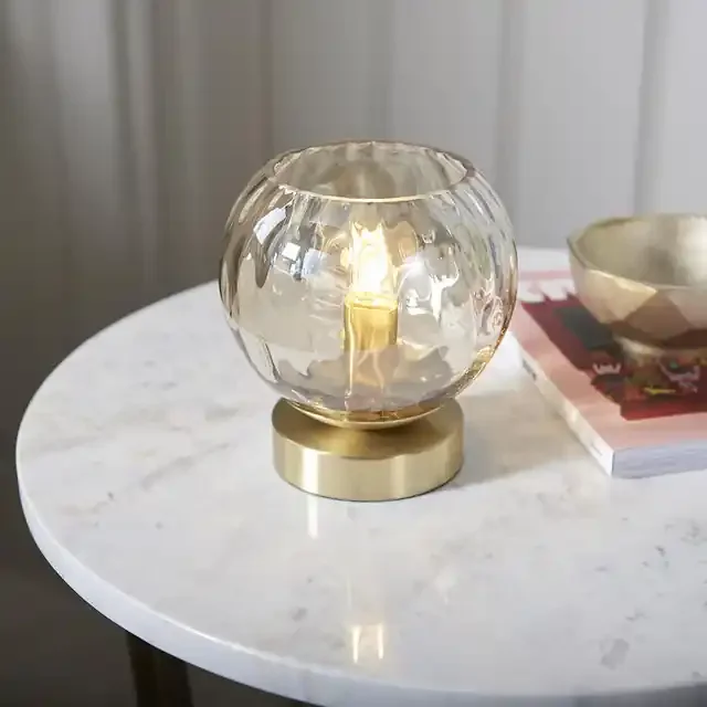 Dimple Brushed Brass with Champagne Glass Table Lamp