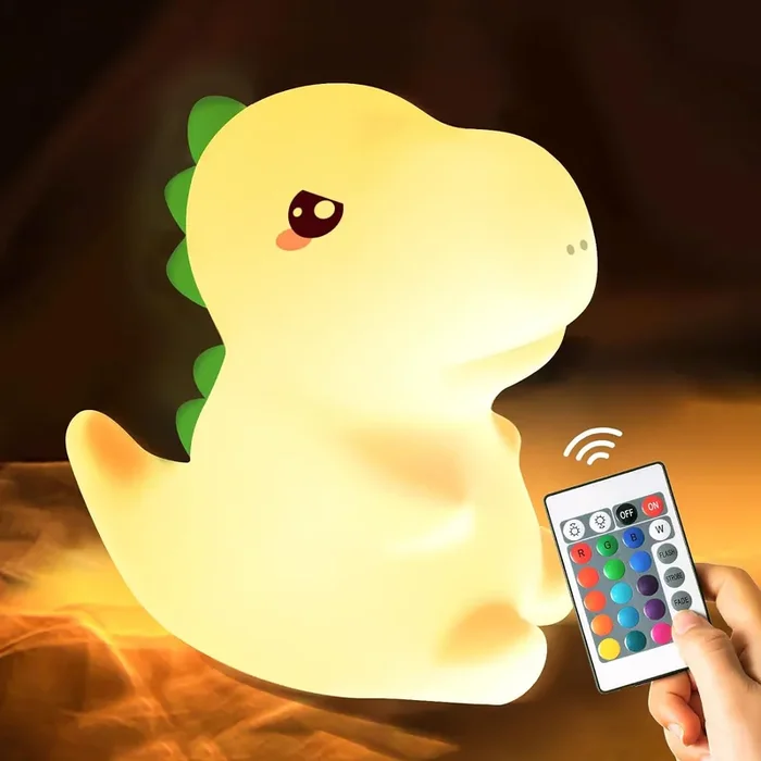 Dinosaurs Night Light Kids【16 Colors+Remote】 Baby Night Light Newborn, Dimmable Dinosaur Lights for Bedroom Decor,Rechargeable Kids Night Light,Silicone Sensory Light Dinosaur Gifts