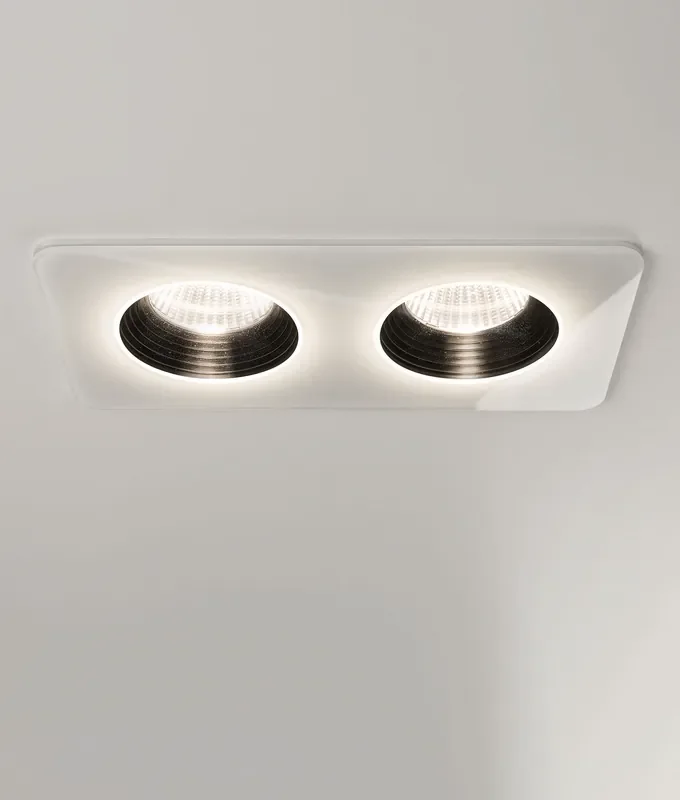 Discontinued – Last One Astro Vetro Twin IP65 White Glass Fixed LED Recessed Downlight