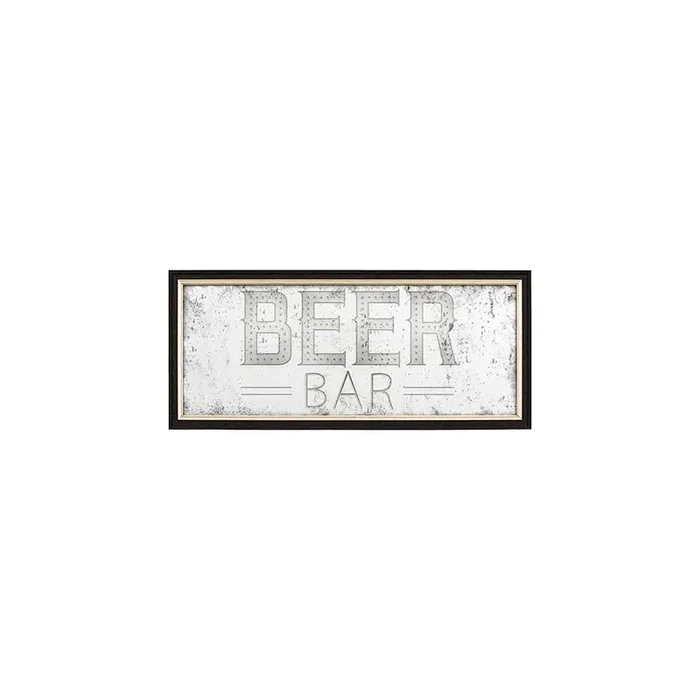 Distressed printed beer rectangle mirror