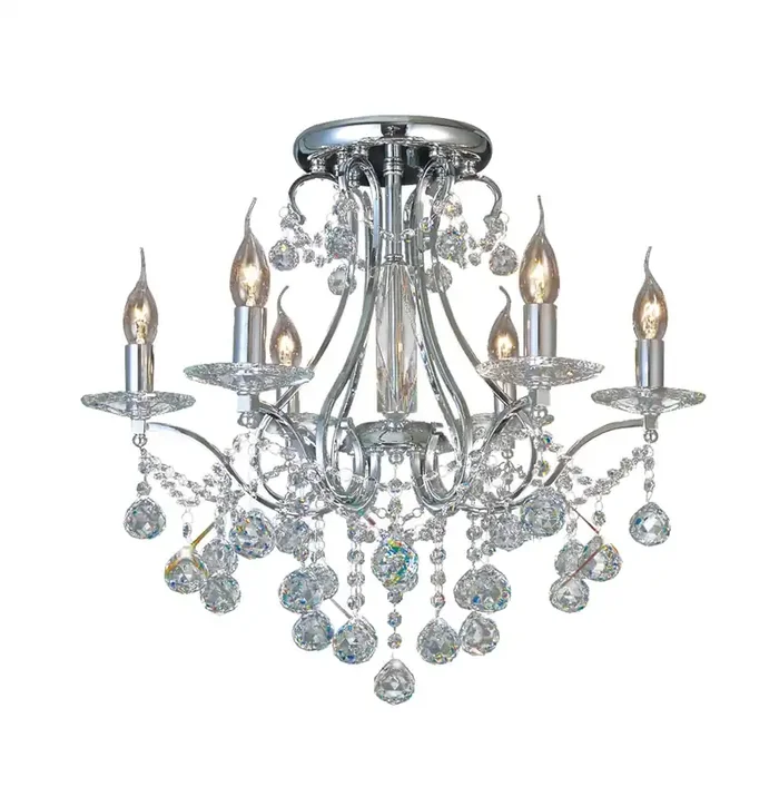 Diyas Bianco Ceiling 6 Light E14 Polished Chrome/Crystal • IL30116