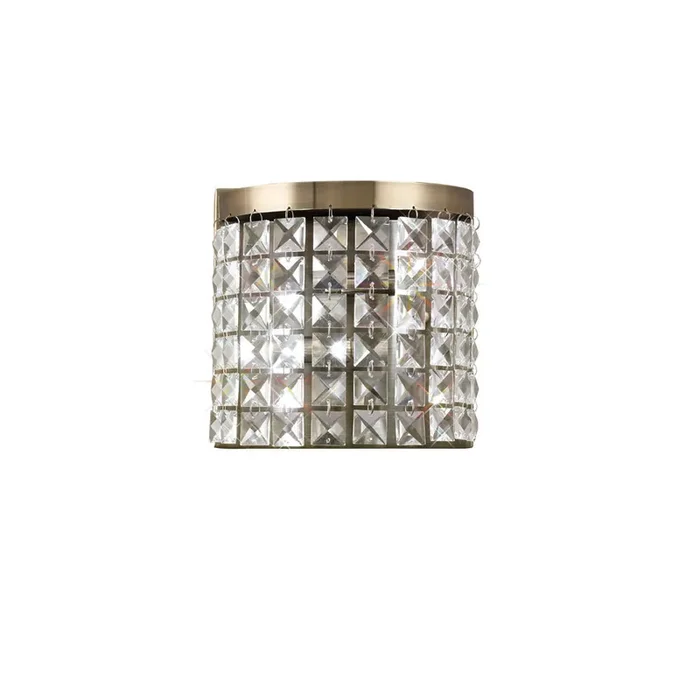 Diyas Cortina Wall Lamp 2 Light G9 Antique Brass/Crystal • IL30091