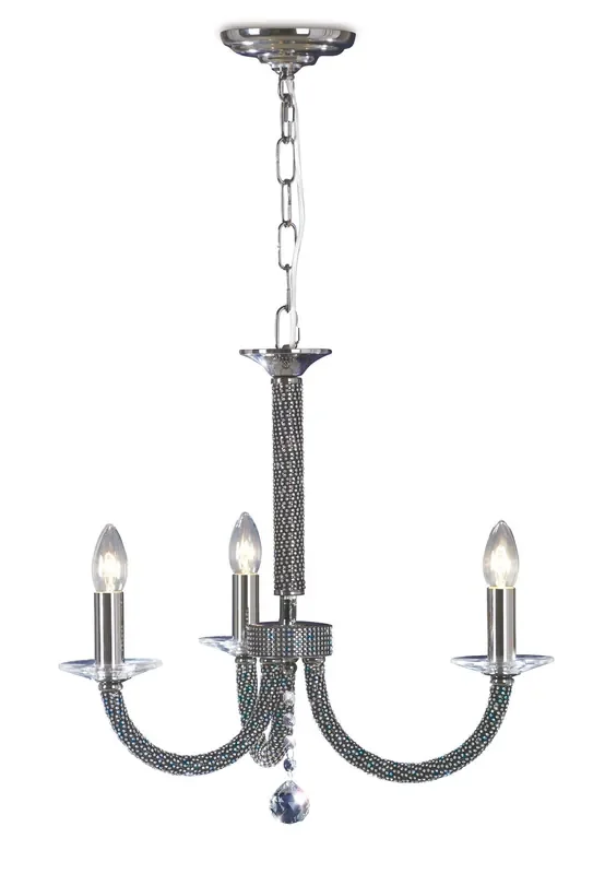 Diyas Elena Pendant 3 Light E14 Black Chrome/Crystal • IL30473