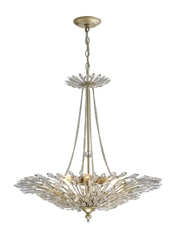 Diyas Fay Pendant 6 Light E14 Aged Gold/Silver/Crystal • IL31672