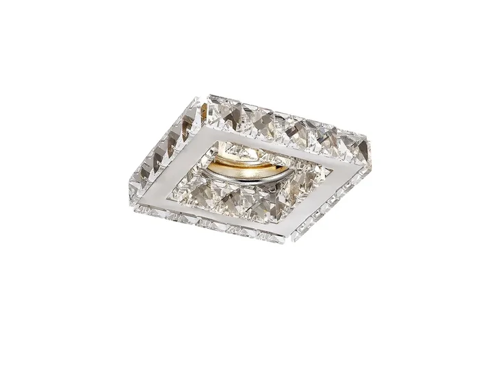 Diyas Galaxy GU10 Square Downlight 1 Light Polished Chrome/Crystal, Cut Out 60mm • IL30837CH
