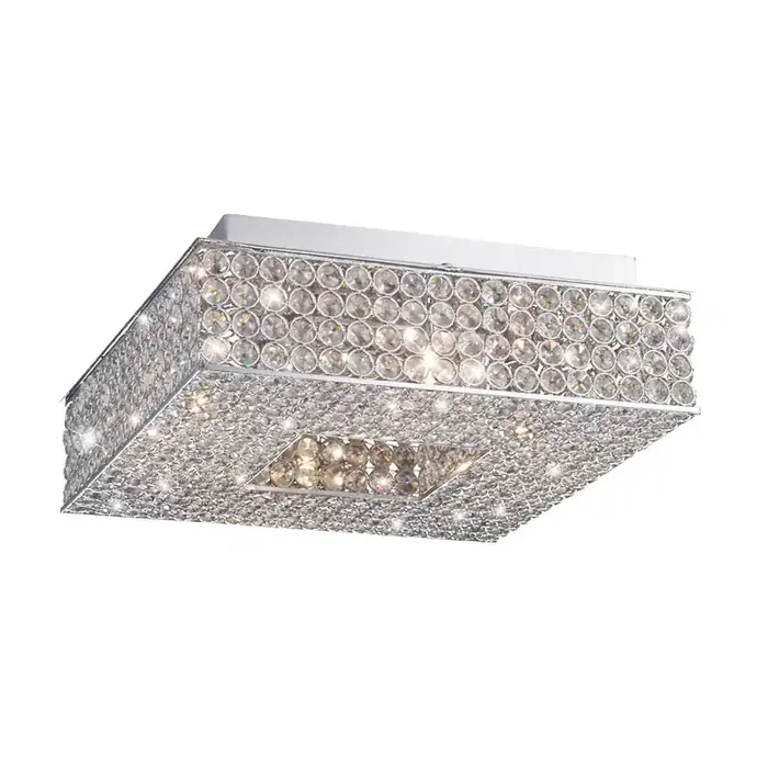 Diyas Piazza Ceiling Square 4 Light G9 Polished Chrome/Crystal • IL30431
