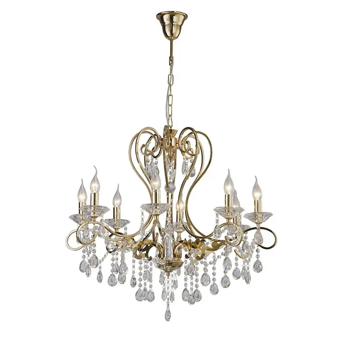 Diyas Vela Pendant 8 Light E14 French Gold/Crystal • IL32068