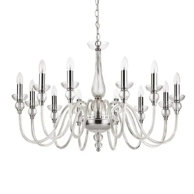 Doge SP12 12 Light Transparent with Chrome Chandelier