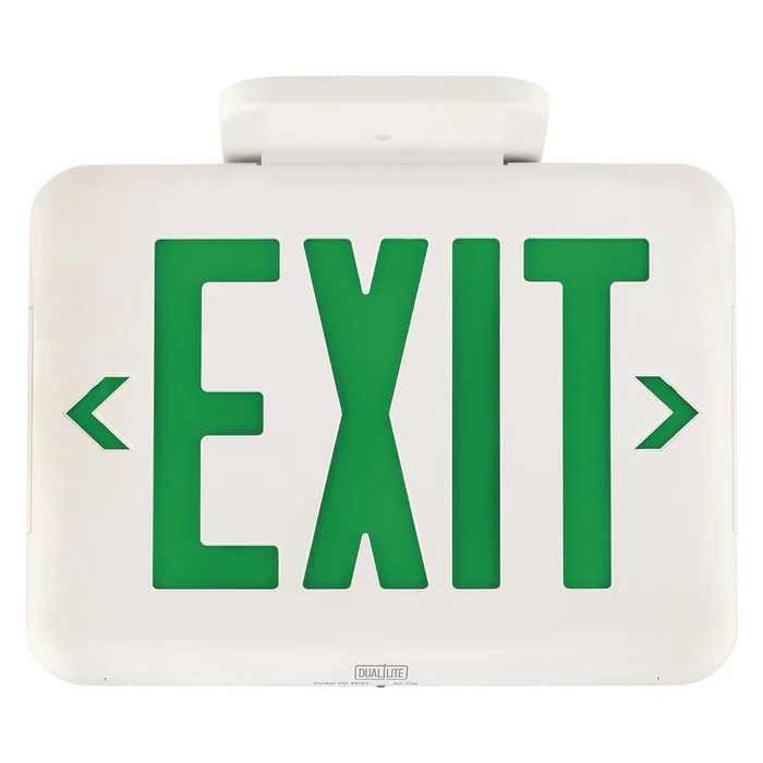 Dual-Lite EVEUGBE LED Exit Sign with Emergency Operation, Universal Face, Black with Green Letters
