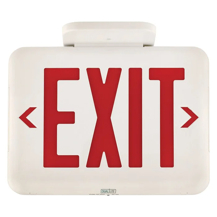 Dual-Lite EVEURBE LED Exit Sign with Emergency Operation, Universal Face, Black with Red Letters