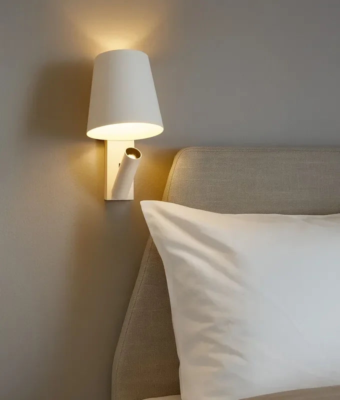 Dual Purpose White Bedside Wall Light with Adjustable LED