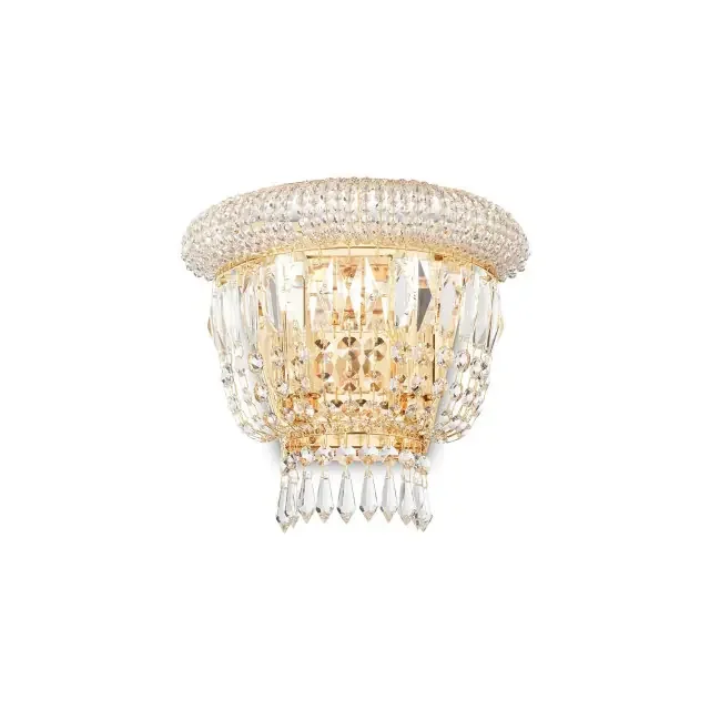 Dubai AP2 2 Light Brass with Crystal Wall Light