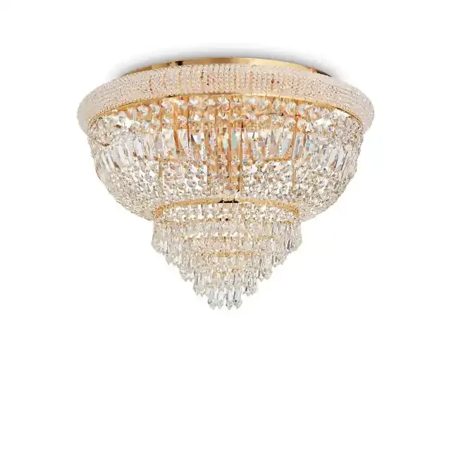 Dubai PL24 24 Light Brass with Crystal Flush Ceiling Light