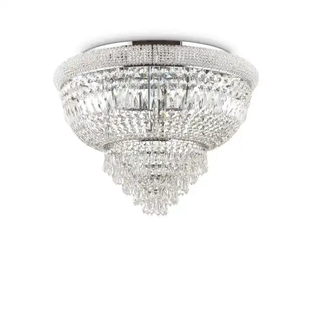 Dubai PL24 24 Light Chrome with Crystal Flush Ceiling Light